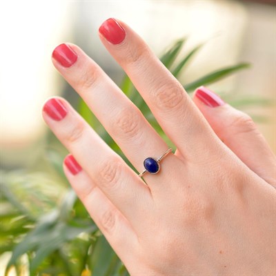 Taş Sandığı Lapis Lazuli Taşı Gümüş Yüzük - Ayarlamalı