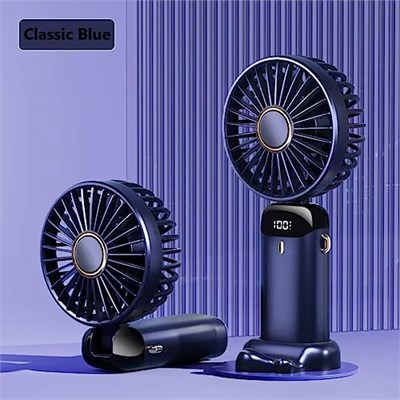 Taşınabilir El Vantilatörü, USB Şarj Edilebilir Kişisel Fan, 4800mAh, 90° Katlanabilir Mini Masa Fanı, Led Dijital Ekranlı 5 Hız Çok Fonksiyonlu Fan Dış Mekan İç Mekan için (Mavi)