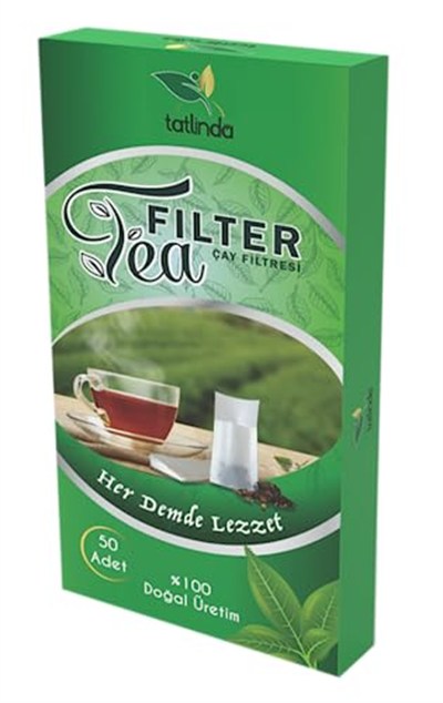 Tatlinda Filter Tea 50li Büyük Boy L Doğal ağaç liflerinden üretilmiş Çay Filtresi Demleme Poşeti (50 Adet)
