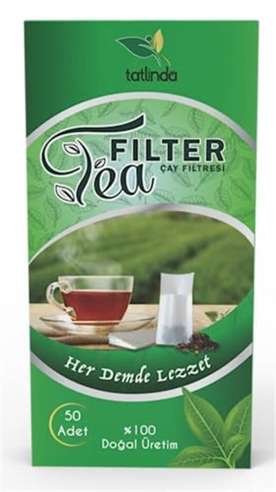 Tatlinda Filter Tea 50li Büyük Boy L Doğal ağaç liflerinden üretilmiş Çay Filtresi Demleme Poşeti (50 Adet)