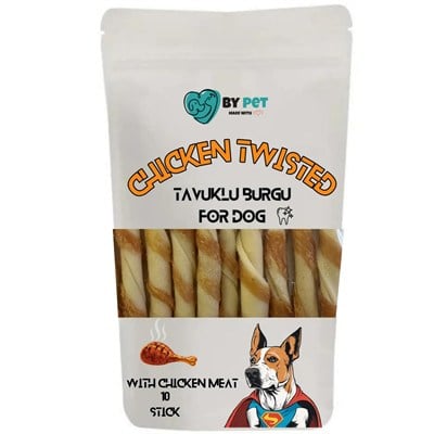 Tavuk Sargılı Burgu Köpek Ödül Maması, Köpek Ödül Kemiği, Chicken Twisted, 10 Sticks
