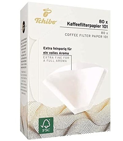 Tchibo 80 Adet Kahve Filtresi - 101 Numara Ekstra ince - tam bir aroma için Beyaz kaliteli kağıt
