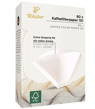 Tchibo 80 Adet Kahve Filtresi - 101 Numara Ekstra ince - tam bir aroma için Beyaz kaliteli kağıt