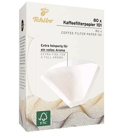 Tchibo 80 Adet Kahve Filtresi - 101 Numara Ekstra ince - tam bir aroma için Beyaz kaliteli kağıt