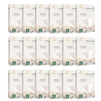 Tchibo Kahve Filtresi Boyut 101 Büyük Paket 1440 Adet - Birinci Sınıf Kaliteli Kağıt Filtre Torbası 18x80, Sürdürülebilir, Aromatik, Kompostlanabilir & Çevre Dostu, Beyaz