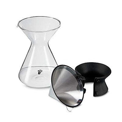Tchibo Manuel kahve hazırlayıcı/dökme sürahi (borosilikat cam, silikon manşet ve kalıcı filtre, yüksek kaliteli paslanmaz çelik, 750 ml
