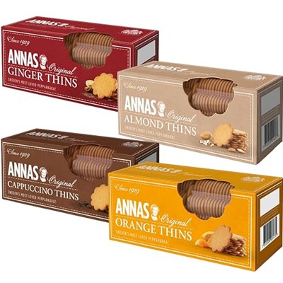 TEA HOUSE DIRECT Annas Biscuit Cookies Pick N Mix - 3+ Lezzet Arasından Seçim | Zencefil, Badem, Kapuçino, Portakal | 2 Paket (her biri 150 gr) - Kurabiye Severler için Mükemmel Kurabiye Hediye Seti