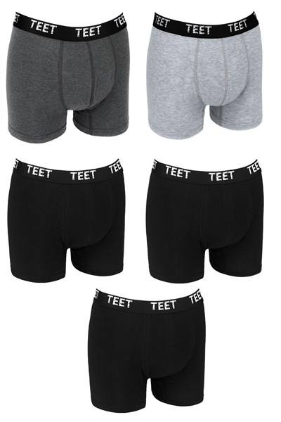 TEET Erkek Boxer Pamuklu Desenli DeLuxe 5li Set