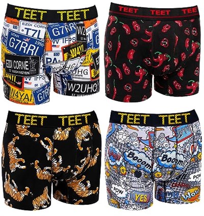 TEET Juan Raul Erkek Boxer Pamuklu Desenli 4lü Premium Set