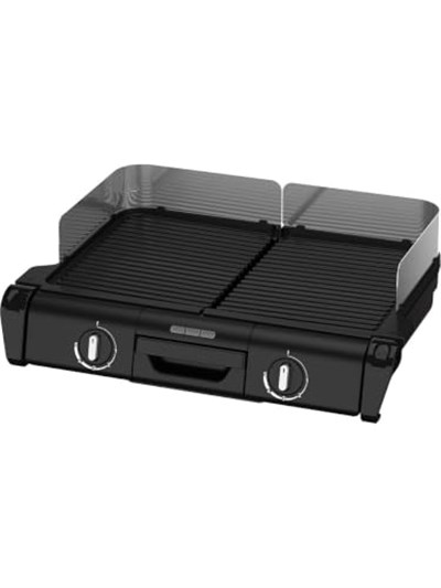 Tefal BBQ Family TG800N10 elektrikli masa ızgarası, 2 ayrı ızgara yüzeyi, 2 termostat, yapışmaz kaplamalı alüminyum döküm ızgara plakaları, bulaşık makinesinde yıkanabilir, ekstra derin oluklu, siyah