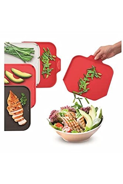 Tefal Kırmızı Ingenio Kesme Tahtası 4lü Set