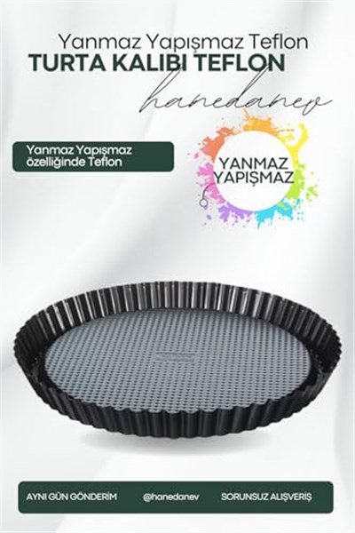 Teflon Kaplama Turta Kalıbı 28 Cm - Tırtıklı Turta Kalıbı - Yanmaz Yapışmaz Yüzey