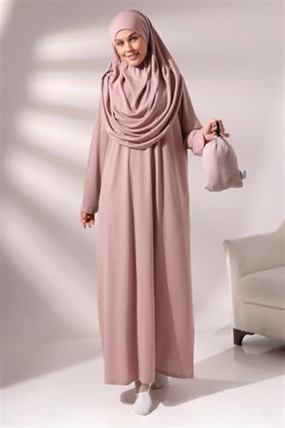 Tek Parça Namaz Elbisesi - Gül Kurusu - 5015