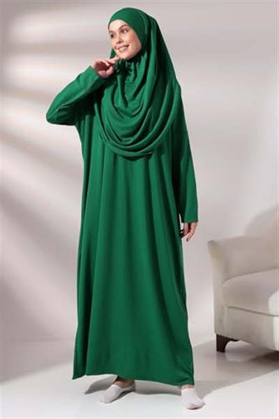 Tek Parça Namaz Elbisesi - Zümrüt Yeşili - 5015