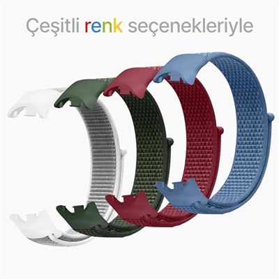 Teknoft Xiaomi Mi Band 10/9/8 İle Uyumlu Hafif ve Bileği Rahatsız Etmeyen Bilek Ölçüsüne Göre Ayarlanabilen Cırt Cırtlı Tasarım Kaliteli Hasır Örme Kumaş Kor - Seçenekler: Haki, Kırmızı, Mavi, Turuncu