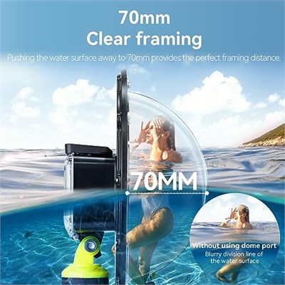 TELESIN Su geçirmez Dome Port DJI Action 5 Pro Action 4 3 Kamera, sualtı Konut Case w Yüzer Kolu Kavrama Bilek Kayışı Dalış Dalış Aksesuarları