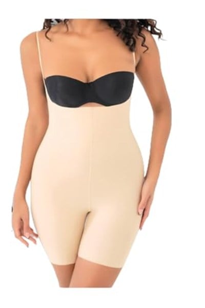 Ten Rengi Lazer Kesim İz Yapmaz Göğüs Altı Askılı Body Slip Paçalı Korse