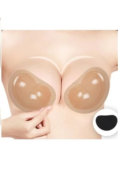 Ten veya Siyah Silikon Yapışkanlı Mayo Abiye Elbise Sütyen Gelinlik Göğüs Dikleştirici Push Up Kaldırıcı Pedi