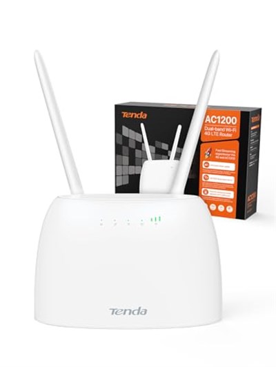 Tenda 4G07 4G Router 4g Box, 4G+ LTE Çift Bant WiFi Modem (5GHz: 867 Mbps +2.4GHz: 300 Mbps) Herhangi bir Operatör için SIM Kartlı 4GMobil Yönlendirici, 64 Cihaza Kadar Bağlantı