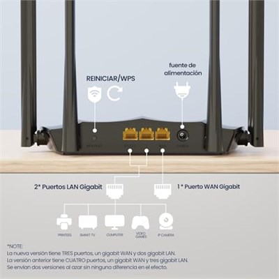 Tenda AC8 WLAN Dual Band Gigabit Router 1200Mbit/s (867Mbit/s 5GHz + 300Mbit/s 2.4GHz, 4 Gigabit Port, Mu-MIMO,4 * 6dBi Harici Anten, Uygulama Kontrolü, IPV6) Siyah