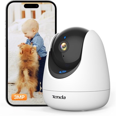 Tenda CP3 1080P Ev Güvenlik Kamerası, Bebek Monitörü/Evcil Hayvan/Yaşlılar için 360 derece WiFi Kamera, Gece Görüşlü İç Mekan Kamerası, Hareket Algılama, 3 Ay Ücretsiz Bulut Depolama