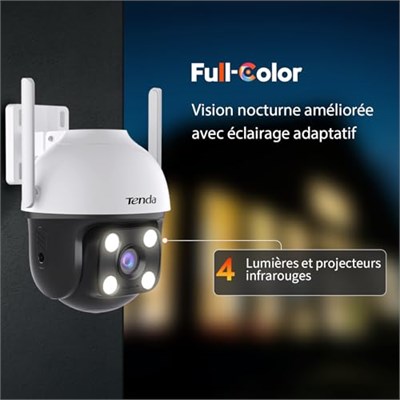 Tenda Güvenlik kamerası, dış mekan WLAN 2K+, araç/kişi/hareket algılama, WLAN kamera, dış mekan 4 MP, renkli gece görüşlü, 2 yönlü ses, ses ve ışık alarmı, APP/Web kontrolü, CH7