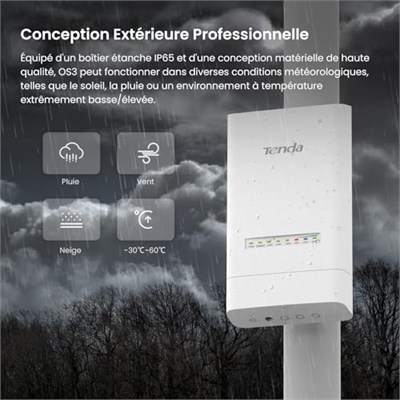 Tenda OS3 dış mekan erişim noktası için WLAN köprüsü (5 GHzde 867 Mbps, 4 x 10/100 Mbps LAN bağlantı noktası, 12 dBi, PoE, 5 km menzil, merkezi yönetim, güç kaynağı dahil) (2li paket)