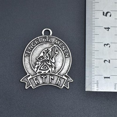 Tengri Biz Menen - Bozkurt - Türk Erkek Kadın Kolye Antik Gümüş Kaplama - 60 cm Düz Zincir