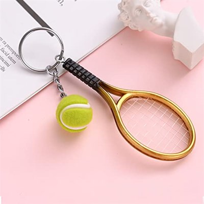 Tenis Raketi Anahtarlık Mini Yenilik Anahtarlık Metal Anahtarlık Tenis Topu Kolye Ucu Spor için Hediye Anahtarlık, Yeşil., M
