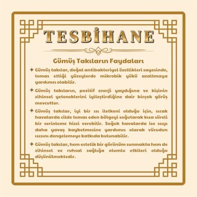 Tesbihane Dörtgen Tasarım 925 Ayar Gümüş Kol Düğmesi