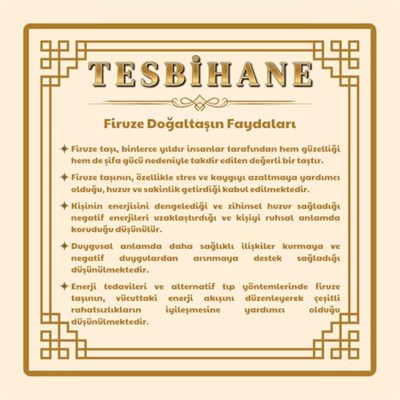 (Tesbihane) Firuze Doğaltaş-Krom Çelik Kombinli Tesbih Anahtarlık