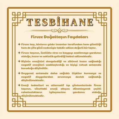 (Tesbihane) Firuze Doğaltaş-Krom Çelik Kombinli Tesbih Anahtarlık