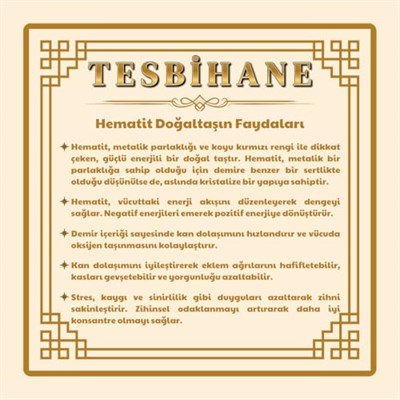 (Tesbihane) Hematit Doğaltaş-Krom Çelik Kombinli Tesbih Anahtarlık
