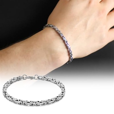 (Tesbihane) Silver Renk Kalınlık 5 mm 317L Çelik Kral Bileklik