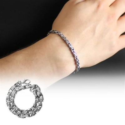 (Tesbihane) Silver Renk Kalınlık 5 mm 317L Çelik Kral Bileklik