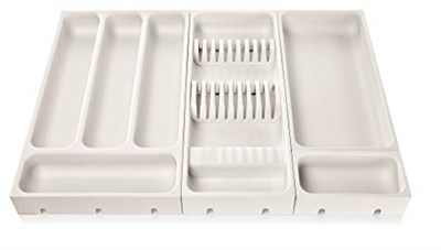 Tescoma Flexispace 899430 Mutfak Gereçleri İçin Çekmece Düzenleyici, Plastik, Beyaz, 37 x 22 x 4,5 cm