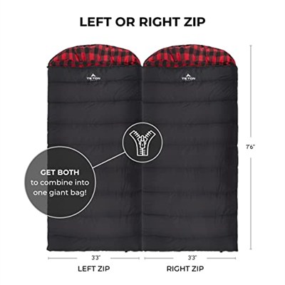 TETON Sports Celsius XXL uyku çantası; aile kampı için harika; serbest kompresyon torbası, siyah