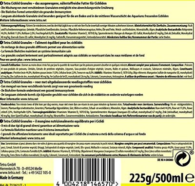 Tetra Cichlid granülleri, orta boy çiklitler için 2 farklı granül içeren ana yem karışımı, 500 ml kutu