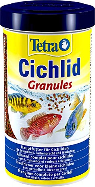 Tetra Cichlid granülleri, orta boy çiklitler için 2 farklı granül içeren ana yem karışımı, 500 ml kutu