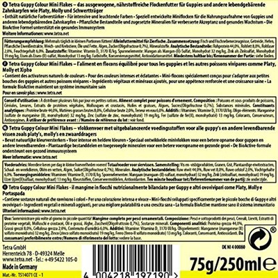 Tetra Guppy Color, birinci sınıf pul gıda 250ml