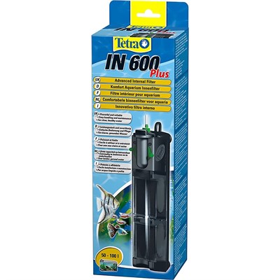 Tetra IN 600 plus akvaryum iç filtresi - temiz ve sağlıklı su için filtre, mekanik, biyolojik ve kimyasal filtreleme, 50 ila 100 litre akvaryumlar için uygundur