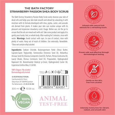 The Bath Factory, Strawberry Shea vücut fırçası, 300 gram
