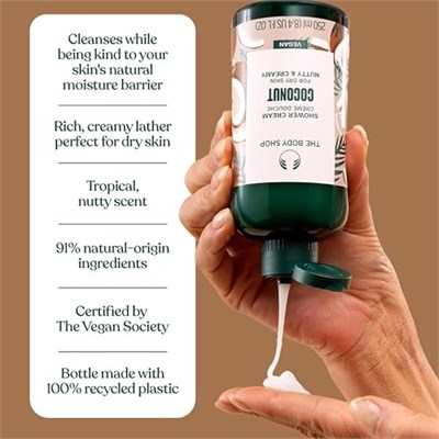 The Body Shop Hindistan Cevizi Duş Kremi - Kuru Ciltler İçin Fındık ve Kremsi - Vegan Vücut Yıkama, 8.4 Fl Oz - Seçenekler: 8.4 Fl Oz (Pack of 1), 25.3 Fl Oz (Pack of 1)