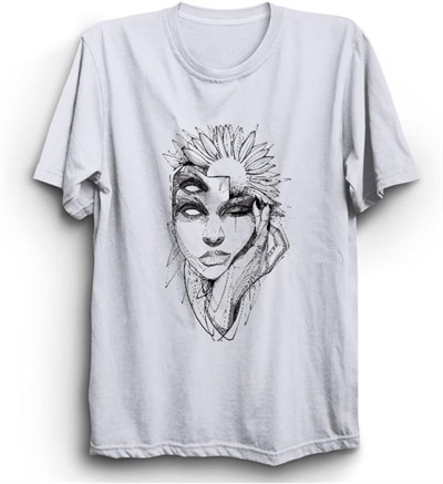 The Fame Flowery Face, Çiçek ve Yüz, Kadın Çizim Tişört