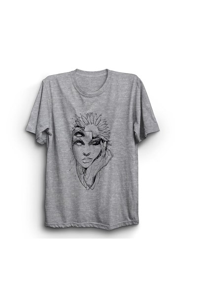 The Fame Flowery Face, Çiçek ve Yüz, Kadın Çizim Tişört