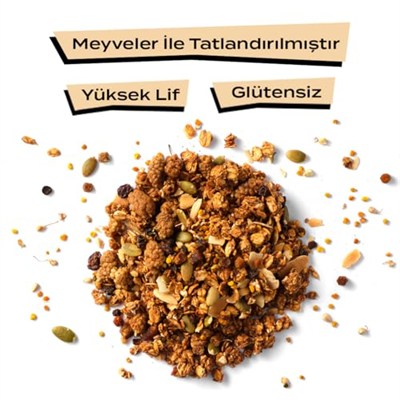 The Good Wild Arı Ekmeği & Polenli Granola - Glutensiz Yulaf Ezmesi, İlave Şekersiz, Yüksek Lifli, 300 g
