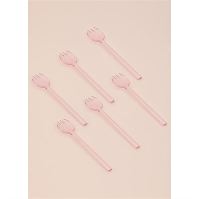 The Mia Abiete Dondurma Ve Tatlı Kaşığı Pembe 6lı Set