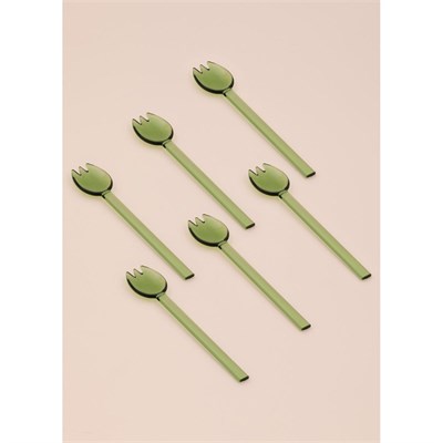 The Mia Abiete Dondurma Ve Tatlı Kaşığı Yeşil 6lı Set