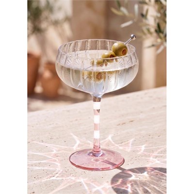 The Mia Ayaklı Cam Dondurma Kasesi Pembe Beyaz 240 Ml