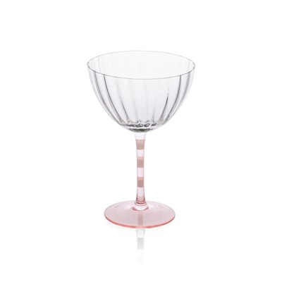 The Mia Ayaklı Cam Dondurma Kasesi Pembe Beyaz 280 Ml